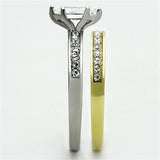 TK1282 - Two-Tone IP Gold (Ion Plating) Stainless Steel Ring with AAA Grade CZ in Clear - Alamode - Flyclothing LLC