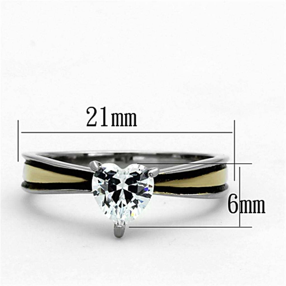 TK1283 - Two-Tone IP Gold (Ion Plating) Stainless Steel Ring with AAA Grade CZ in Clear - Alamode - Flyclothing LLC
