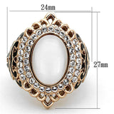 TK1286 - IP Rose Gold(Ion Plating) Stainless Steel Ring with Synthetic Cat Eye in White - Alamode - Flyclothing LLC