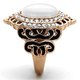 TK1286 - IP Rose Gold(Ion Plating) Stainless Steel Ring with Synthetic Cat Eye in White - Alamode - Flyclothing LLC