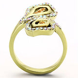 TK1289 - IP Gold(Ion Plating) Stainless Steel Ring with Top Grade Crystal in Multi Color - Alamode - Flyclothing LLC