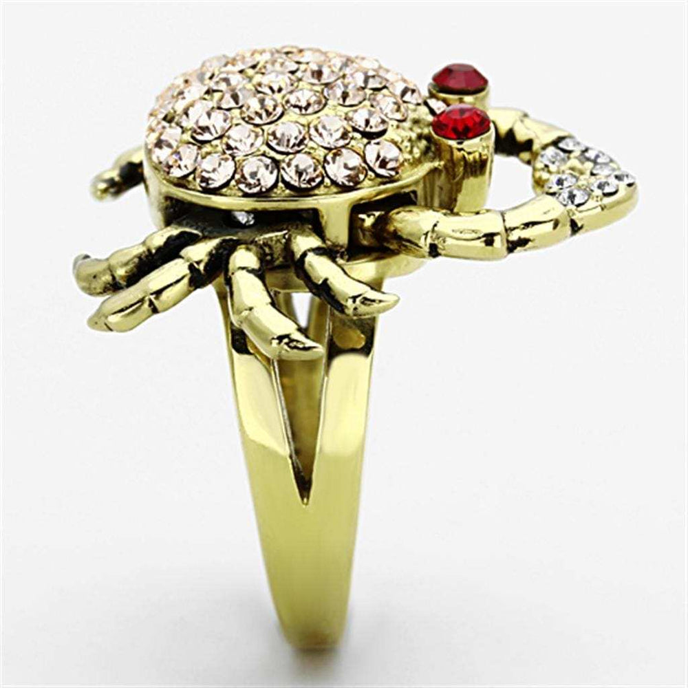 TK1290 - IP Gold(Ion Plating) Stainless Steel Ring with Top Grade Crystal in Multi Color - Alamode - Flyclothing LLC