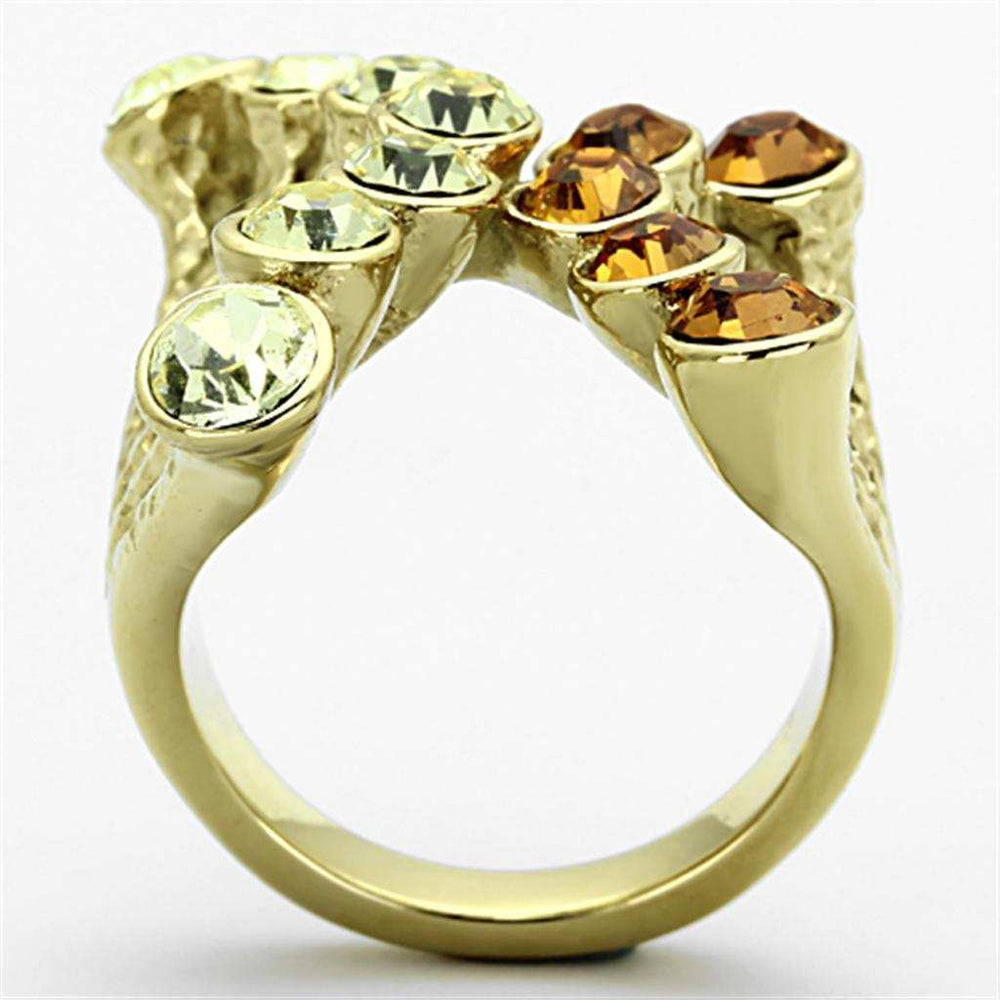 TK1291 - IP Gold(Ion Plating) Stainless Steel Ring with Top Grade Crystal in Multi Color - Alamode - Flyclothing LLC
