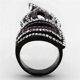 TK1293 - IP Black(Ion Plating) Stainless Steel Ring with Top Grade Crystal in Multi Color - Alamode - Flyclothing LLC