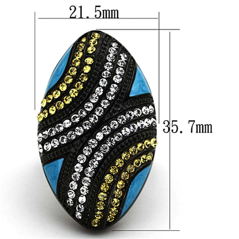 TK1294 - IP Black(Ion Plating) Stainless Steel Ring with Top Grade Crystal in Citrine Yellow - Alamode - Flyclothing LLC