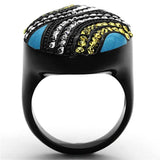 TK1294 - IP Black(Ion Plating) Stainless Steel Ring with Top Grade Crystal in Citrine Yellow - Alamode - Flyclothing LLC