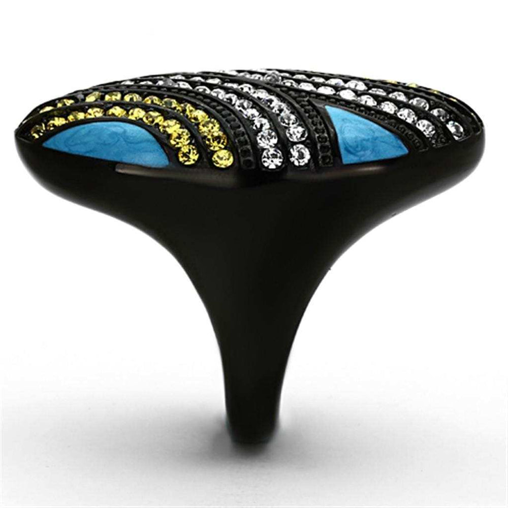 TK1294 - IP Black(Ion Plating) Stainless Steel Ring with Top Grade Crystal in Citrine Yellow - Alamode - Flyclothing LLC