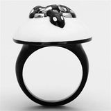 TK1295 - Two-Tone IP Black Stainless Steel Ring with Epoxy in White - Alamode - Flyclothing LLC