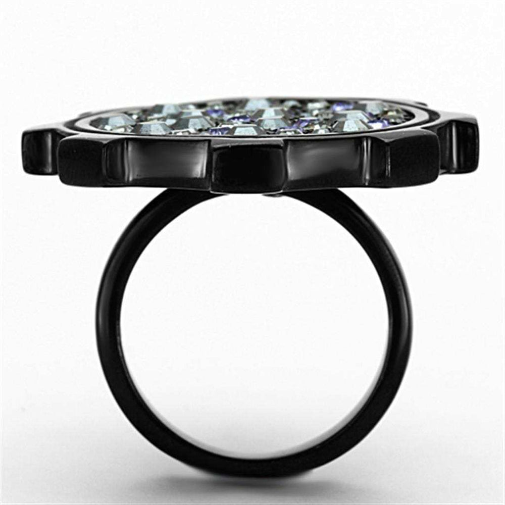 TK1296 - IP Black(Ion Plating) Stainless Steel Ring with Top Grade Crystal in Multi Color - Alamode - Flyclothing LLC
