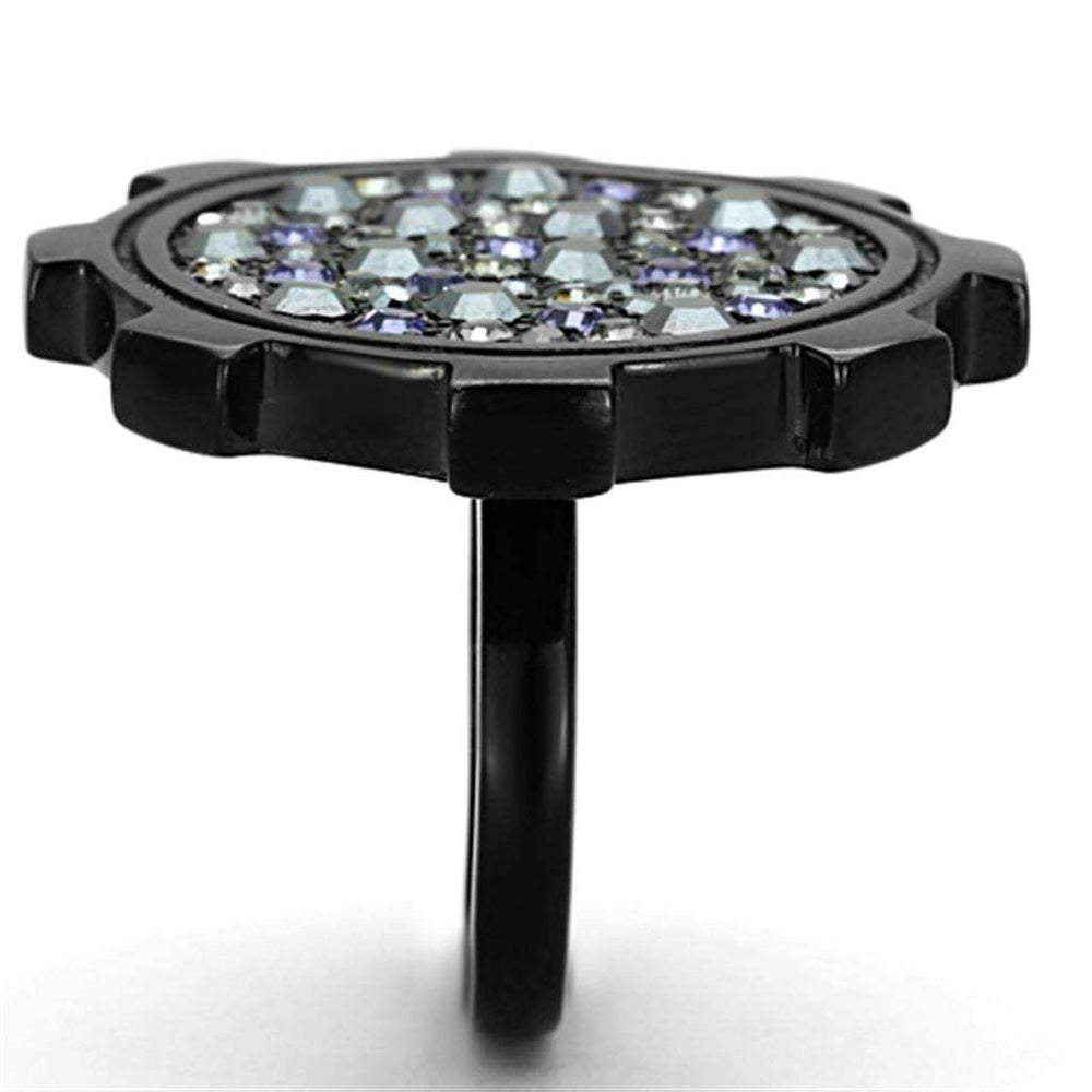 TK1296 - IP Black(Ion Plating) Stainless Steel Ring with Top Grade Crystal in Multi Color - Alamode - Flyclothing LLC