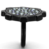 TK1296 - IP Black(Ion Plating) Stainless Steel Ring with Top Grade Crystal in Multi Color - Alamode - Flyclothing LLC