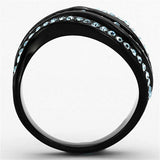 TK1297 - IP Black(Ion Plating) Stainless Steel Ring with Top Grade Crystal in Sea Blue - Alamode - Flyclothing LLC