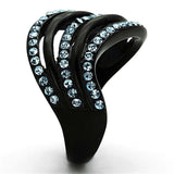 TK1297 - IP Black(Ion Plating) Stainless Steel Ring with Top Grade Crystal in Sea Blue - Alamode - Flyclothing LLC