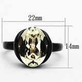 TK1298 - IP Black(Ion Plating) Stainless Steel Ring with Top Grade Crystal in Light Smoked - Alamode - Flyclothing LLC