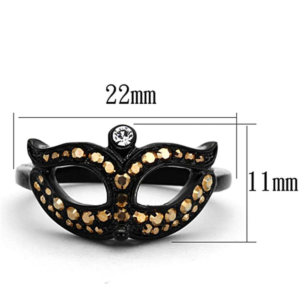TK1299 - IP Black(Ion Plating) Stainless Steel Ring with Top Grade Crystal in Metallic Light Gold - Alamode - Flyclothing LLC