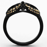 TK1299 - IP Black(Ion Plating) Stainless Steel Ring with Top Grade Crystal in Metallic Light Gold - Alamode - Flyclothing LLC