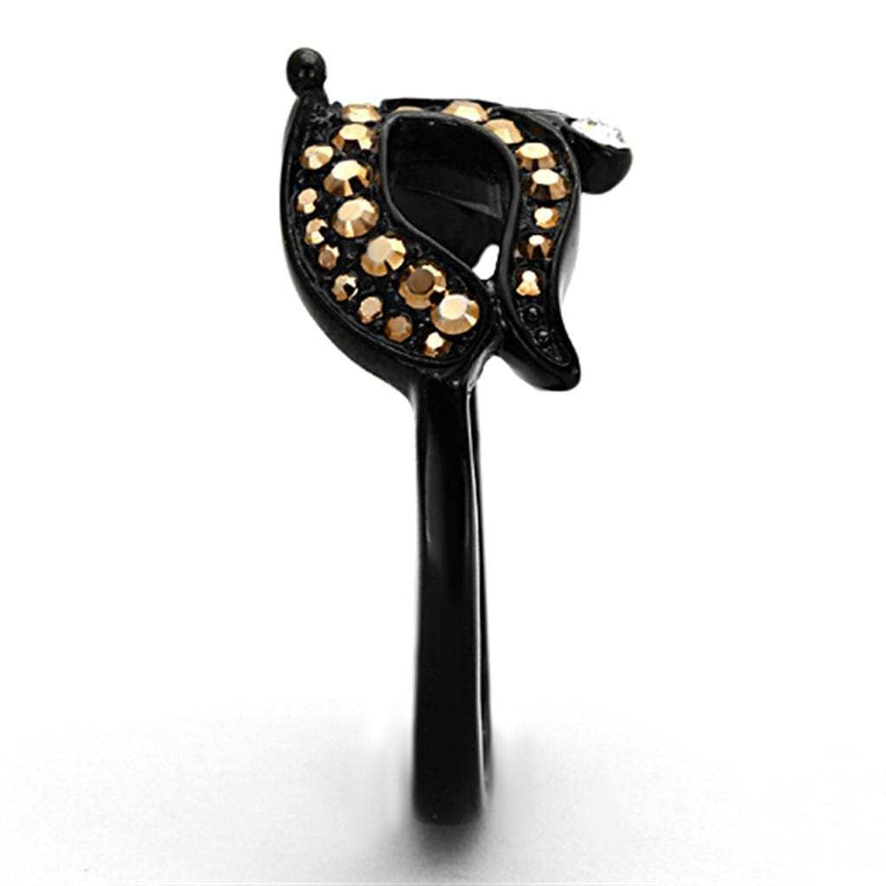 TK1299 - IP Black(Ion Plating) Stainless Steel Ring with Top Grade Crystal in Metallic Light Gold - Alamode - Flyclothing LLC