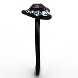 TK1300 - IP Black(Ion Plating) Stainless Steel Ring with Top Grade Crystal in Amethyst - Alamode - Flyclothing LLC