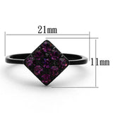 TK1301 - IP Black(Ion Plating) Stainless Steel Ring with Top Grade Crystal in Amethyst - Alamode - Flyclothing LLC