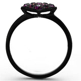 TK1301 - IP Black(Ion Plating) Stainless Steel Ring with Top Grade Crystal in Amethyst - Alamode - Flyclothing LLC