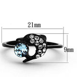 TK1302 - IP Black(Ion Plating) Stainless Steel Ring with Top Grade Crystal in Sea Blue - Alamode - Flyclothing LLC