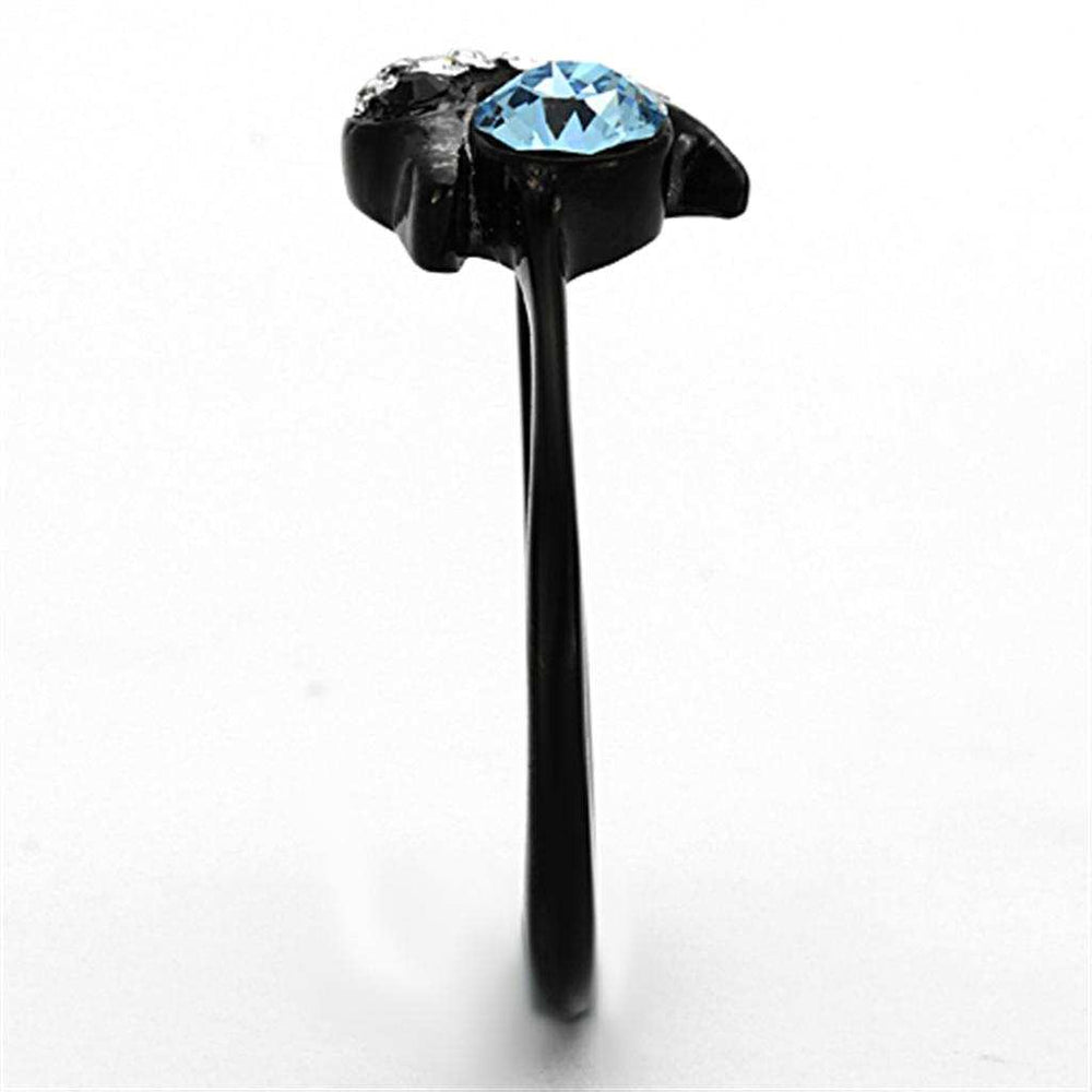 TK1302 - IP Black(Ion Plating) Stainless Steel Ring with Top Grade Crystal in Sea Blue - Alamode - Flyclothing LLC