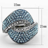 TK1303 - High polished (no plating) Stainless Steel Ring with Top Grade Crystal in Sea Blue - Alamode - Flyclothing LLC