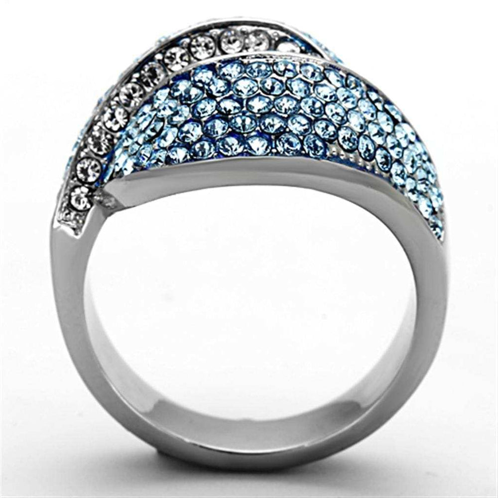 TK1303 - High polished (no plating) Stainless Steel Ring with Top Grade Crystal in Sea Blue - Alamode - Flyclothing LLC