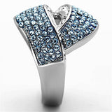 TK1303 - High polished (no plating) Stainless Steel Ring with Top Grade Crystal in Sea Blue - Alamode - Flyclothing LLC
