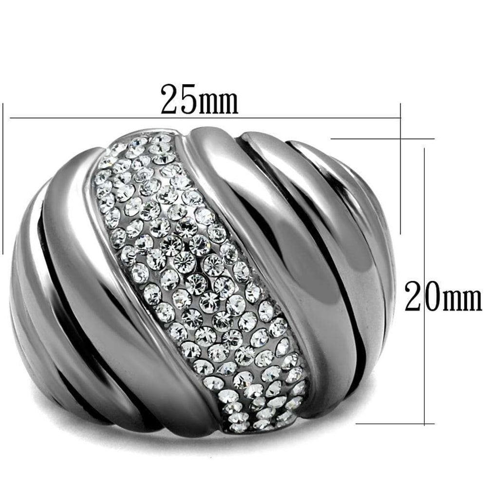 TK1304 - High polished (no plating) Stainless Steel Ring with Top Grade Crystal in Clear - Alamode - Flyclothing LLC