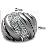 TK1304 - High polished (no plating) Stainless Steel Ring with Top Grade Crystal in Clear - Alamode - Flyclothing LLC