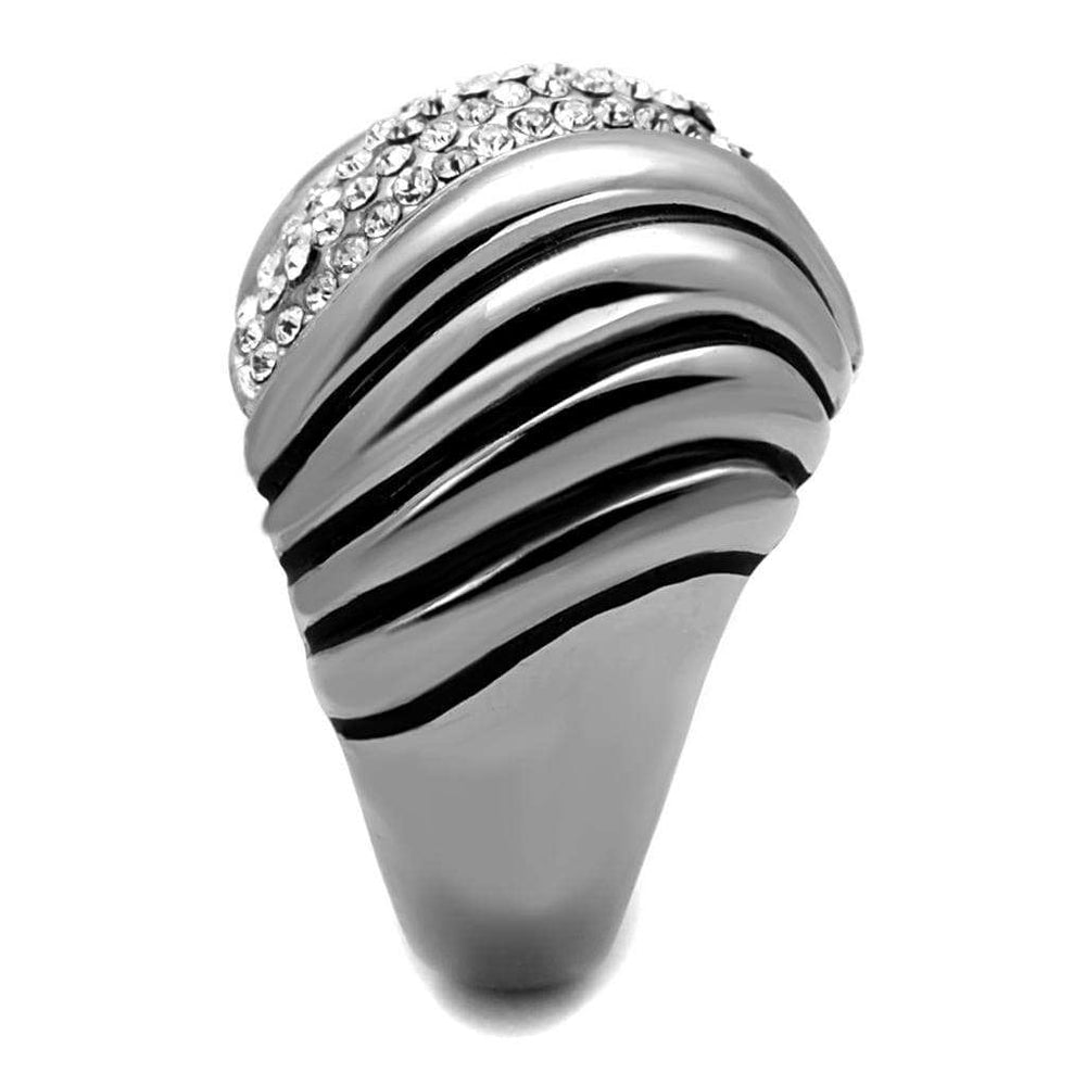 TK1304 - High polished (no plating) Stainless Steel Ring with Top Grade Crystal in Clear - Alamode - Flyclothing LLC