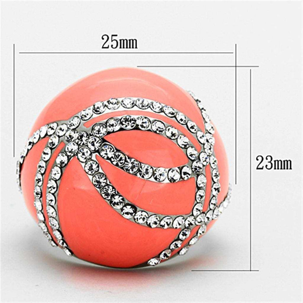 TK1307 - High polished (no plating) Stainless Steel Ring with Top Grade Crystal in Clear - Alamode - Flyclothing LLC