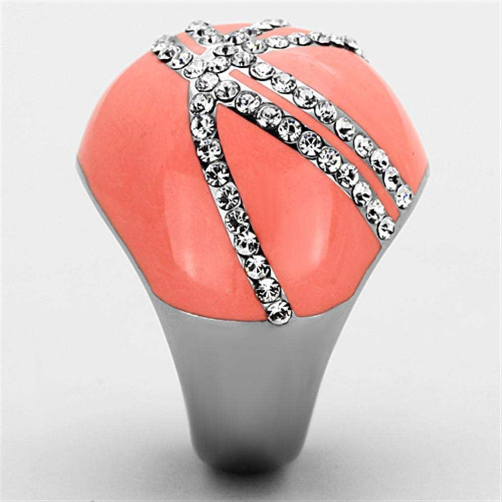 TK1307 - High polished (no plating) Stainless Steel Ring with Top Grade Crystal in Clear - Alamode - Flyclothing LLC