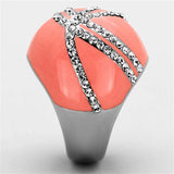 TK1307 - High polished (no plating) Stainless Steel Ring with Top Grade Crystal in Clear - Alamode - Flyclothing LLC