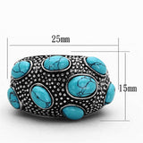 TK1308 - High polished (no plating) Stainless Steel Ring with Synthetic Turquoise in Sea Blue - Alamode - Flyclothing LLC