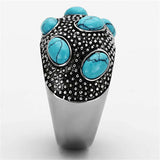 TK1308 - High polished (no plating) Stainless Steel Ring with Synthetic Turquoise in Sea Blue - Alamode - Flyclothing LLC