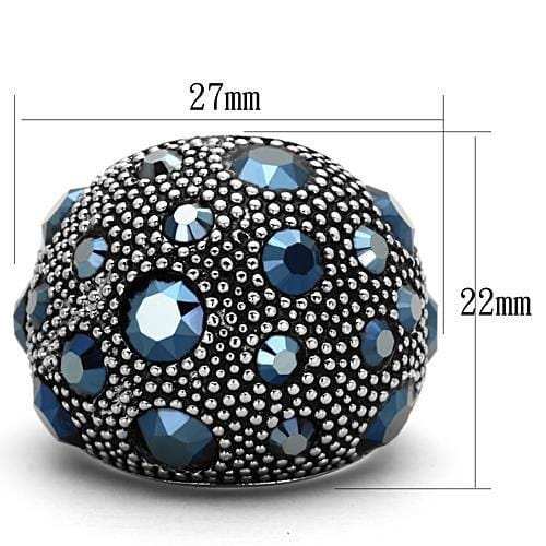 TK1310 - High polished (no plating) Stainless Steel Ring with Top Grade Crystal in Montana - Alamode - Flyclothing LLC