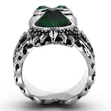 TK1312 - High polished (no plating) Stainless Steel Ring with Synthetic Synthetic Glass in Emerald - Alamode - Flyclothing LLC