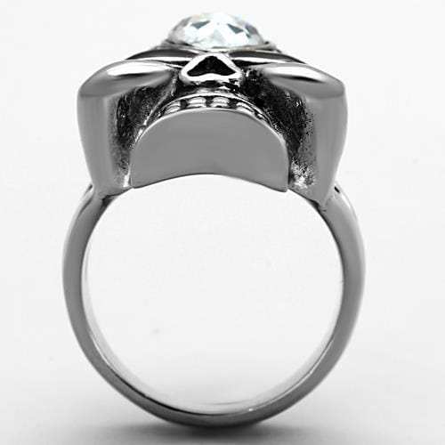 TK1313 - High polished (no plating) Stainless Steel Ring with Top Grade Crystal in Clear - Alamode - Flyclothing LLC