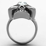 TK1313 - High polished (no plating) Stainless Steel Ring with Top Grade Crystal in Clear - Alamode - Flyclothing LLC
