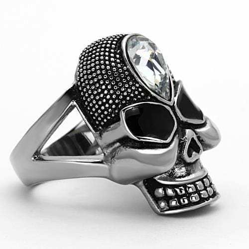TK1313 - High polished (no plating) Stainless Steel Ring with Top Grade Crystal in Clear - Alamode - Flyclothing LLC