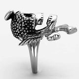 TK1314 - High polished (no plating) Stainless Steel Ring with Epoxy in Jet - Alamode - Flyclothing LLC