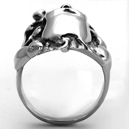 TK1315 - High polished (no plating) Stainless Steel Ring with Epoxy in Jet - Alamode - Flyclothing LLC