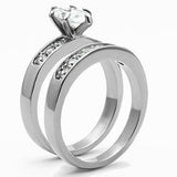 TK1319 - High polished (no plating) Stainless Steel Ring with AAA Grade CZ in Clear - Alamode - Flyclothing LLC