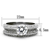 TK1320 - High polished (no plating) Stainless Steel Ring with AAA Grade CZ in Clear - Alamode - Flyclothing LLC