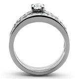 TK1321 - High polished (no plating) Stainless Steel Ring with AAA Grade CZ in Clear - Alamode - Flyclothing LLC