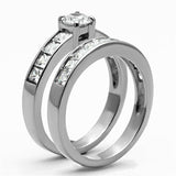 TK1321 - High polished (no plating) Stainless Steel Ring with AAA Grade CZ in Clear - Alamode - Flyclothing LLC