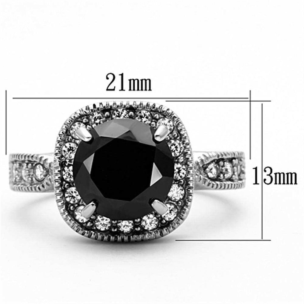 TK1322 - High polished (no plating) Stainless Steel Ring with AAA Grade CZ in Black Diamond - Alamode - Flyclothing LLC