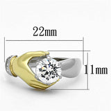 TK1324 - Two-Tone IP Gold (Ion Plating) Stainless Steel Ring with AAA Grade CZ in Clear - Alamode - Flyclothing LLC